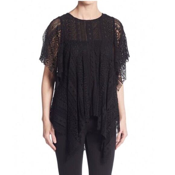 REBECCA MINKOFF Women's Black Lace Hanky Top Sz XS - Picture 2 of 10